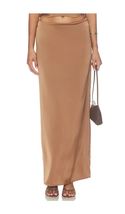 Lioness Front Row Maxi Skirt In Brown