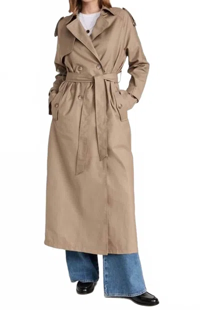 Lioness Full Length Trench Coat In Tan In Brown