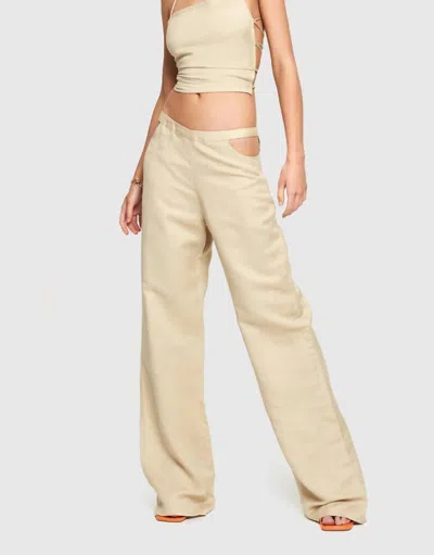 Lioness Giza Cut Out Pant In Wheat In Neutral