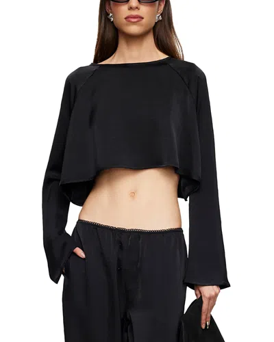 Lioness Gloss Long Sleeve Top In Noir
