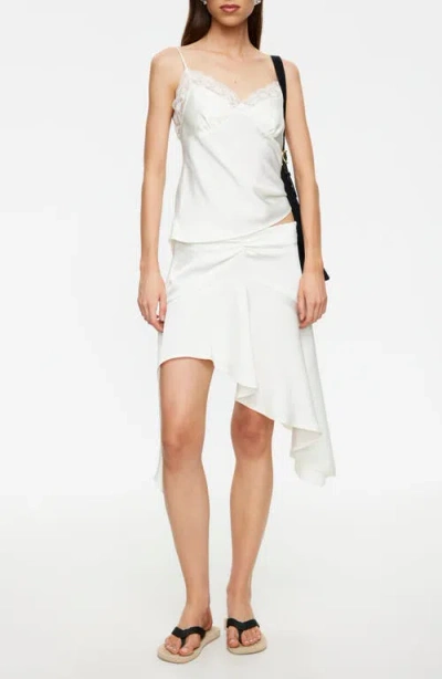 Lioness Gloss Ruffle Satin Skirt In White