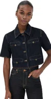 Lioness Halston Denim Top Dark Denim In Dark Denim