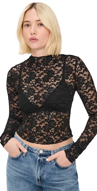 Lioness Hamptons Long Sleeve Top Noir In Black