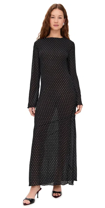 Lioness Haven Maxi Dress Noir Polka In Black