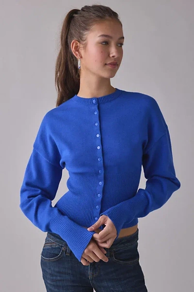 Lioness Head In The Clouds Cardigan In Jewel Blue, Women's At Urban Outfitters