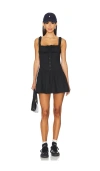 Lioness Heart Shaped Linen Blend Minidress In 黑色