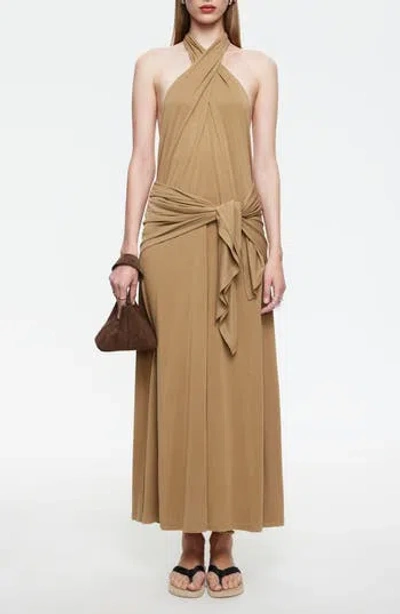 Lioness Heavenly Maxi Halter Dress In Topaz
