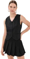 Lioness Heiress Vest Onyx Pinstripe In Onyx Pinstripe