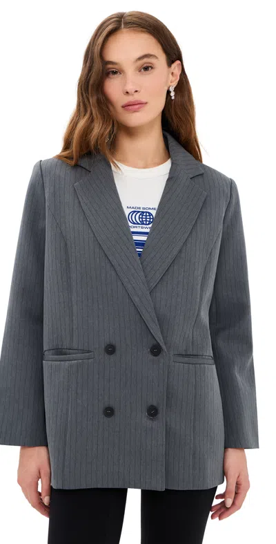 Lioness Hills Blazer Slate Pinstripe In Gray