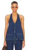 Lioness Hills Halter Top In Dark Denim
