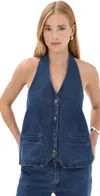 Lioness Hills Halter Vest Dark Denim In Dark Denim