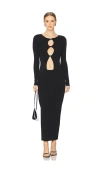 Lioness Homecoming Cutout Detail Long Sleeve Body-con Maxi Dress In Black