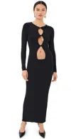 Lioness Homecoming Cutout Detail Long Sleeve Body-con Maxi Dress In Black