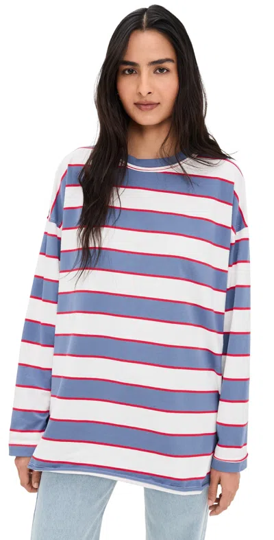 Lioness Horizon Long Sleeve Dusty Blue Stripe In Multi