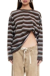 Lioness Horizon Long Sleeve Dark Chocolate Stripe In Brown