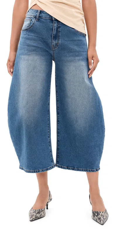 Lioness Horseshoe Cropped Jeans Dark Indigo In Blue