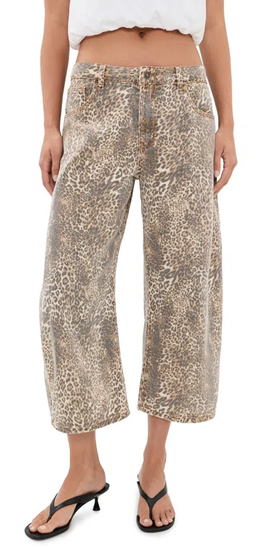 Lioness Horseshoe Cropped Jeans Leopard In Brown