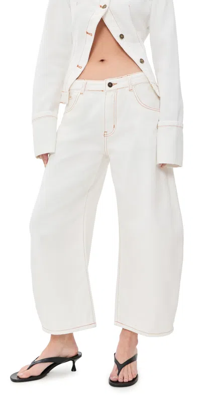 Lioness Horseshoe Cropped Jeans Porcelain In Neutral