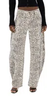 Lioness Horseshoe Beige Faded Leopard Print Ultra Wide-leg Jeans In Leopard Fade