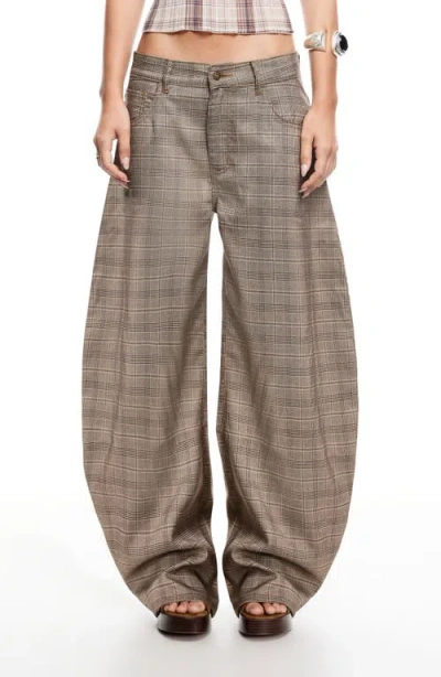 Lioness Horseshoe Plaid Low Rise Barrel Leg Pants