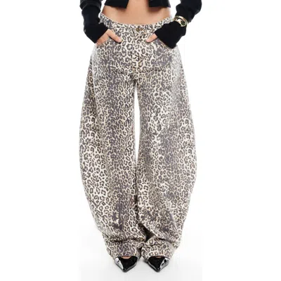 LIONESS LIONESS HORSESHOE PRINT BARREL LEG JEANS