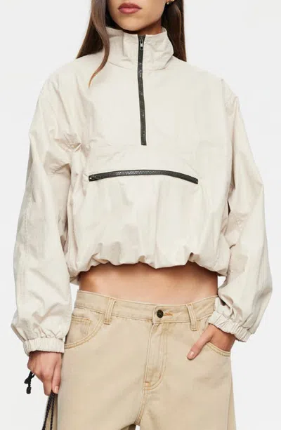 Lioness Ibiza Quarter Zip Windbreaker Anorak In Neutral