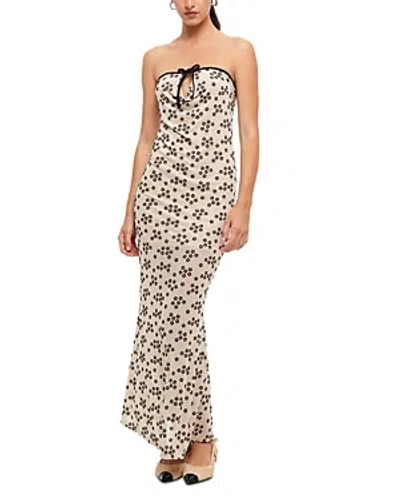 Lioness Illuminating Strapless Maxi Dress In Beige Floral