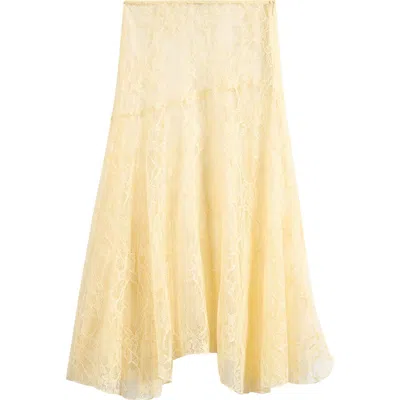 Lioness In Bloom Lace Midi Skirt In Cornsilk
