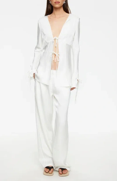 Lioness In Bloom Wide Leg Satin Pants In White