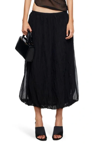 Lioness Intuition Bubble Hem Midi Skirt In Black