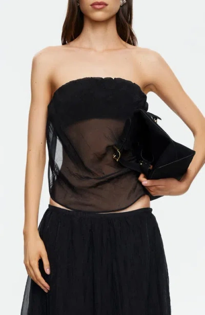 Lioness Intuition Sheer Strapless Crop Top In Black