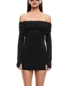 Lioness Isadora Off-the-shoulder Mini Dress In Onyx