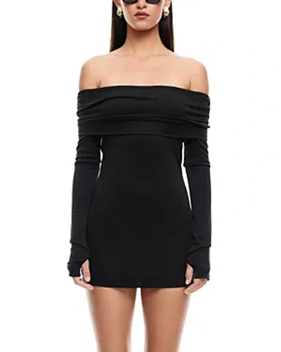 Lioness Isadora Off-the-shoulder Mini Dress In Onyx