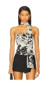 Lioness Island Bodice Top Newspaper In White