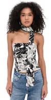 Lioness Island Bodice Top Newspaper In White