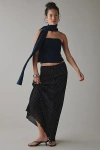 Lioness Island Scarf Tie Ruched Corset Top In Navy, Women's At Urban Outfitters