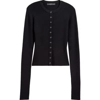 LIONESS LIONESS IVY LEAGUE RIB SNAP-UP TOP 