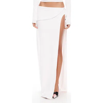 Lioness Juliette Asymmetric Foldover Waist Maxi Skirt In Blush