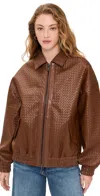 Lioness Kenny Woven Bomber Jacket Chocolate In Chocolate