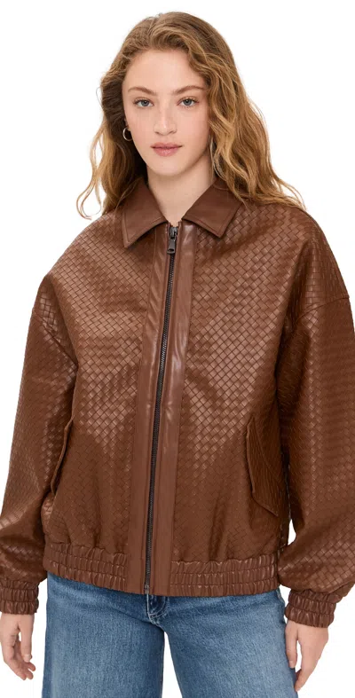 Lioness Kenny Woven Bomber Jacket Chocolate