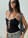 Lioness Kiss Me Bow Keyhole Camisole In Black