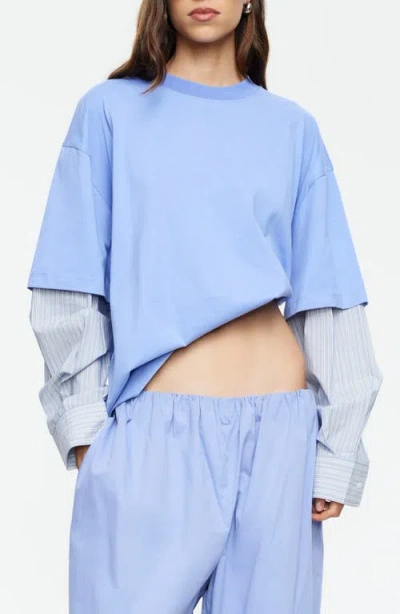Lioness Layered Look Oversize T-shirt In Blue