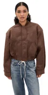 Lioness Legacy Faux Suede Bomber Jacket Coffee In Brown