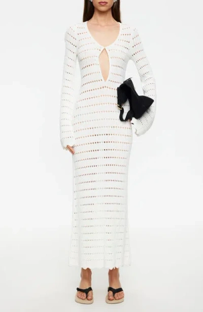 Lioness Leisure Open Stitch Long Sleeve Maxi Sweater Dress In White