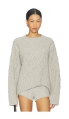 Lioness Liaison Cable Knit Pullover In Gray