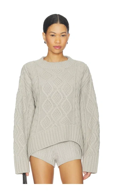 Lioness Liaison Cable Knit Pullover In Gray