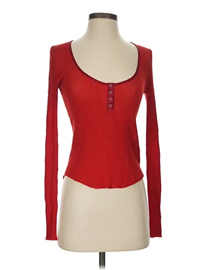 Pre-owned Lioness Long Sleeve Top Red Sweetheart Neckline Tops