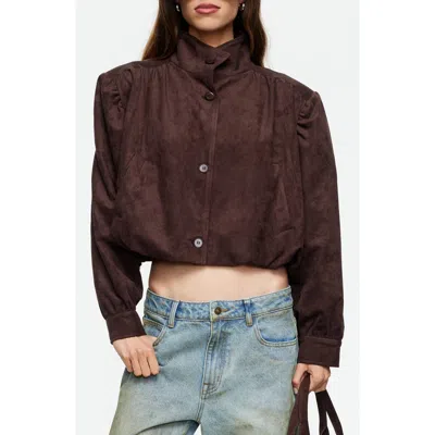 Lioness Luminous Faux Suede Jacket In Brown
