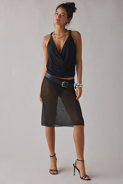 Lioness Luminous Sheer Midi Skirt In Obsidian, Women's At Urban Outfitters In Black