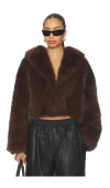 Lioness Madame Faux Fur Jacket Chocolate In Brown